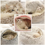 Winter Cat Bed Round Plush Warm Soft Pet Bed for Cat Soft Long Plush Mat For Small Dogs Puppy Sleeping bag Cats Nest