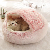 Winter Cat Bed Round Plush Warm Soft Pet Bed for Cat Soft Long Plush Mat For Small Dogs Puppy Sleeping bag Cats Nest