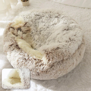 Winter Cat Bed Round Plush Warm Soft Pet Bed for Cat Soft Long Plush Mat For Small Dogs Puppy Sleeping bag Cats Nest