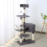 Cat Tree Luxury Cat Towers with Double Condos Spacious Perch Cat Hammock Fully Wrapped Scratching Sisal Post and Dangling Balls