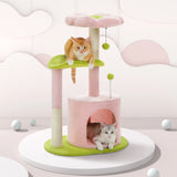 Flower Cat Tree with Natural Sisal Scratching Post, Cozy Cat Condo, Top Perch, Small Cat Tower for Small Indoor Cats, Pet Toys