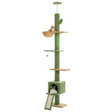 Adjustable 210-274CM Floor to Ceiling Cat Tree Tower 5 Tiers Climbing Tree for Indoor Cats with Condo Scratching Post Ladders