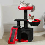 Cat Tree Luxury Cat Towers with Double Condos Spacious Perch Cat Hammock Fully Wrapped Scratching Sisal Post and Dangling Balls