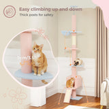 Adjustable 210-274CM Floor to Ceiling Cat Tree Tower 5 Tiers Climbing Tree for Indoor Cats with Condo Scratching Post Ladders