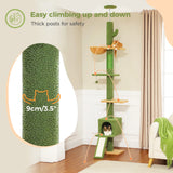 Adjustable 210-274CM Floor to Ceiling Cat Tree Tower 5 Tiers Climbing Tree for Indoor Cats with Condo Scratching Post Ladders