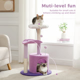 Flower Cat Tree with Natural Sisal Scratching Post, Cozy Cat Condo, Top Perch, Small Cat Tower for Small Indoor Cats, Pet Toys