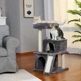 Cat Tree Luxury Cat Towers with Double Condos Spacious Perch Cat Hammock Fully Wrapped Scratching Sisal Post and Dangling Balls