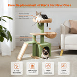 Cat Tree Luxury Cat Towers with Double Condos Spacious Perch Cat Hammock Fully Wrapped Scratching Sisal Post and Dangling Balls