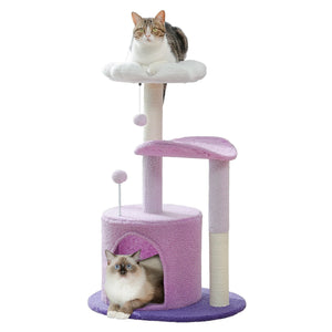 Flower Cat Tree with Natural Sisal Scratching Post, Cozy Cat Condo, Top Perch, Small Cat Tower for Small Indoor Cats, Pet Toys