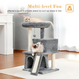 Cat Tree Luxury Cat Towers with Double Condos Spacious Perch Cat Hammock Fully Wrapped Scratching Sisal Post and Dangling Balls