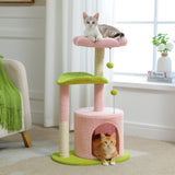 Flower Cat Tree with Natural Sisal Scratching Post, Cozy Cat Condo, Top Perch, Small Cat Tower for Small Indoor Cats, Pet Toys