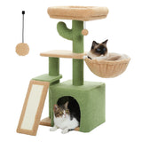 Cat Tree Luxury Cat Towers with Double Condos Spacious Perch Cat Hammock Fully Wrapped Scratching Sisal Post and Dangling Balls