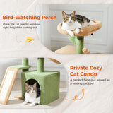 Cat Tree Luxury Cat Towers with Double Condos Spacious Perch Cat Hammock Fully Wrapped Scratching Sisal Post and Dangling Balls