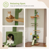 Adjustable 210-274CM Floor to Ceiling Cat Tree Tower 5 Tiers Climbing Tree for Indoor Cats with Condo Scratching Post Ladders