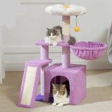 Cat Tree Luxury Cat Towers with Double Condos Spacious Perch Cat Hammock Fully Wrapped Scratching Sisal Post and Dangling Balls