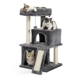 Cat Tree Luxury Cat Towers with Double Condos Spacious Perch Cat Hammock Fully Wrapped Scratching Sisal Post and Dangling Balls