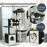 Height 130.5CM Modern Cat Tree Condo with Tunnel Scratching Posts for Cat Activity Multi-Level Tower Large Perch Hummock rascador gato