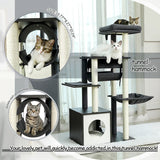 Height 130.5CM Modern Cat Tree Condo with Tunnel Scratching Posts for Cat Activity Multi-Level Tower Large Perch Hummock rascador gato