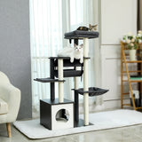 Height 130.5CM Modern Cat Tree Condo with Tunnel Scratching Posts for Cat Activity Multi-Level Tower Large Perch Hummock rascador gato