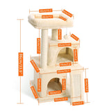 Modern Cat Tree Wooden Multi-Level Cat Scraper Tower Luxury Nest Cat Climbing Frame Cozy Condos Deeper Version Dangling Balls - Your Healthy Version