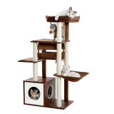 Modern Cat Tree Wooden Multi-Level Cat Scraper Tower Luxury Nest Cat Climbing Frame Cozy Condos Deeper Version Dangling Balls - Your Healthy Version