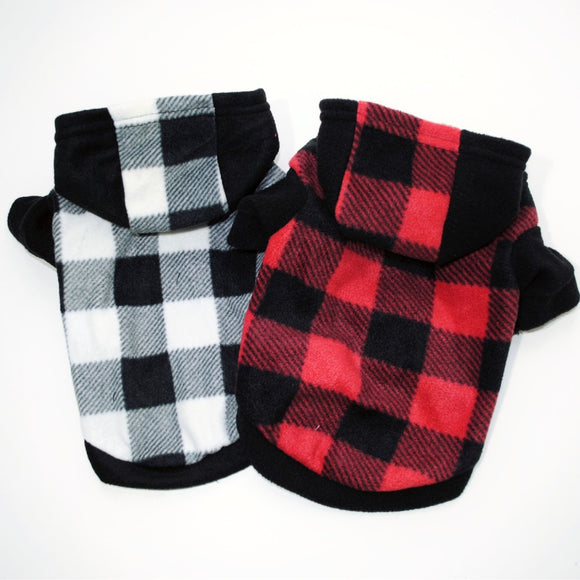 Dog Winter Coat Thicker Fleece Dog Hoodie Jacket Red and Black Plaid Pet Warm Outfit Windproof Vest For Small Puppy Dogs - Your Healthy Version