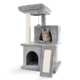 Modern Cat Tree Wooden Multi-Level Cat Scraper Tower Luxury Nest Cat Climbing Frame Cozy Condos Deeper Version Dangling Balls - Your Healthy Version