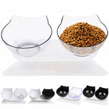 Non slip Double Cat Bowl with Raised Stand Pet Food Cat feeder Protect Cervical Vertebra Dog bowl Transparent Pet Products - Your Healthy Version