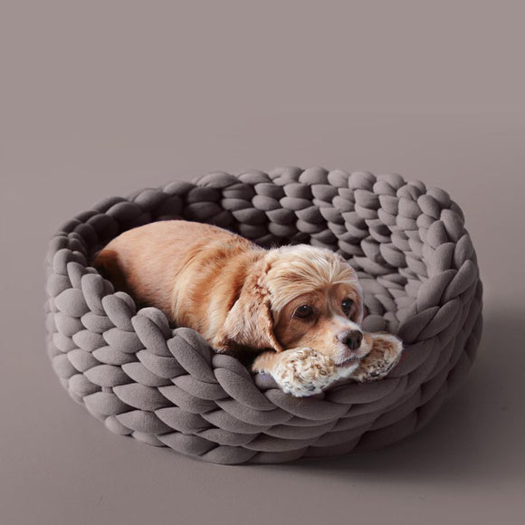 Pet Kennel Pet Dog Cat Hand-woven Bed Handmade Knit Nest House Puppy Kitten Cave Basket Sleeping Bag Dogs Kennel Supplies - Your Healthy Version