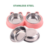 Double Dog Cat Bowls Stainless Steel Pet Feeder Water Bowls Non-slip Pet Food Drinking for Feeding Dogs Cats Rabbit Pet Supplies - Your Healthy Version