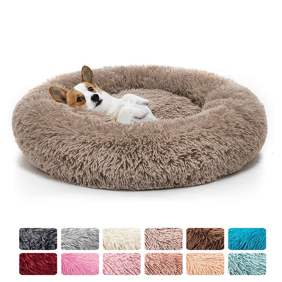 Round Big Dog Bed Sofa Long Plush Lounger Basket Fluffy Pet Bed House for Dogs Cats Puppy Cushion Winter Warm Pet Bed Kennel - Your Healthy Version