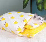 Japanese Cat Bed Warm Cat Sleeping Bag Deep Sleep Cave Winter Removable Pet House Bed for Cats Dogs Nest Cushion with Pillow - Your Healthy Version