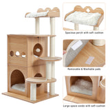 Modern Cat Tree Wooden Multi-Level Cat Scraper Tower Luxury Nest Cat Climbing Frame Cozy Condos Deeper Version Dangling Balls - Your Healthy Version