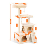 Modern Cat Tree Wooden Multi-Level Cat Scraper Tower Luxury Nest Cat Climbing Frame Cozy Condos Deeper Version Dangling Balls - Your Healthy Version