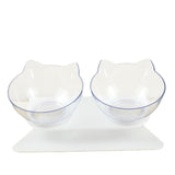 Non slip Double Cat Bowl with Raised Stand Pet Food Cat feeder Protect Cervical Vertebra Dog bowl Transparent Pet Products - Your Healthy Version