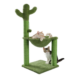 Cactus Cat Scratching Post with Sisal Rope Cat Scratcher Tree Towel with Comfortable Spacious Hammock Cats Climbing Frame - Your Healthy Version