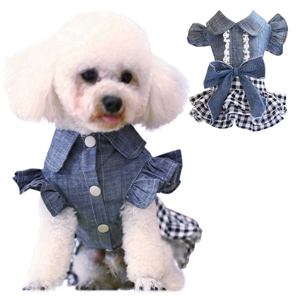 Spring Pet Dog Clothes Dog Denim Dress Jeans Skirt Small Dog Dress Puppy Clothes Chihuahua Yorkies Teddy Pet Clothing - Your Healthy Version