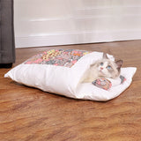 Japanese Cat Bed Warm Cat Sleeping Bag Deep Sleep Cave Winter Removable Pet House Bed for Cats Dogs Nest Cushion with Pillow - Your Healthy Version