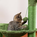 Cactus Cat Scratching Post with Sisal Rope Cat Scratcher Tree Towel with Comfortable Spacious Hammock Cats Climbing Frame - Your Healthy Version