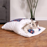 Japanese Cat Bed Warm Cat Sleeping Bag Deep Sleep Cave Winter Removable Pet House Bed for Cats Dogs Nest Cushion with Pillow - Your Healthy Version