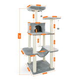 Modern Cat Tree Wooden Multi-Level Cat Scraper Tower Luxury Nest Cat Climbing Frame Cozy Condos Deeper Version Dangling Balls - Your Healthy Version