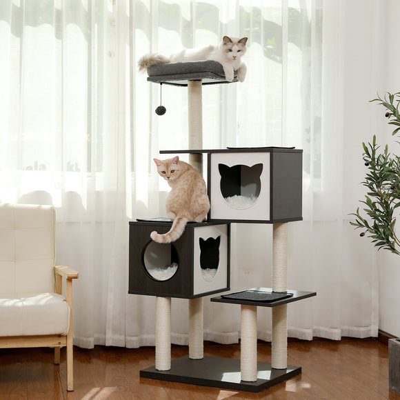 Luxury Cat Tree Condo Furniture Kitten Activity Tower Pet Kitty Play House with Scratching Posts Perches Hammoc - Your Healthy Version