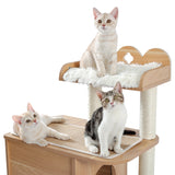 Modern Cat Tree Wooden Multi-Level Cat Scraper Tower Luxury Nest Cat Climbing Frame Cozy Condos Deeper Version Dangling Balls - Your Healthy Version