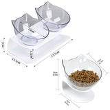 Non slip Double Cat Bowl with Raised Stand Pet Food Cat feeder Protect Cervical Vertebra Dog bowl Transparent Pet Products - Your Healthy Version