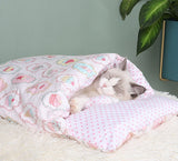 Japanese Cat Bed Warm Cat Sleeping Bag Deep Sleep Cave Winter Removable Pet House Bed for Cats Dogs Nest Cushion with Pillow - Your Healthy Version