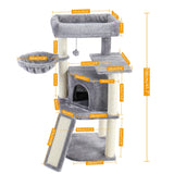 Modern Cat Tree Wooden Multi-Level Cat Scraper Tower Luxury Nest Cat Climbing Frame Cozy Condos Deeper Version Dangling Balls - Your Healthy Version