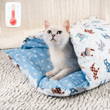 Japanese Cat Bed Warm Cat Sleeping Bag Deep Sleep Cave Winter Removable Pet House Bed for Cats Dogs Nest Cushion with Pillow - Your Healthy Version