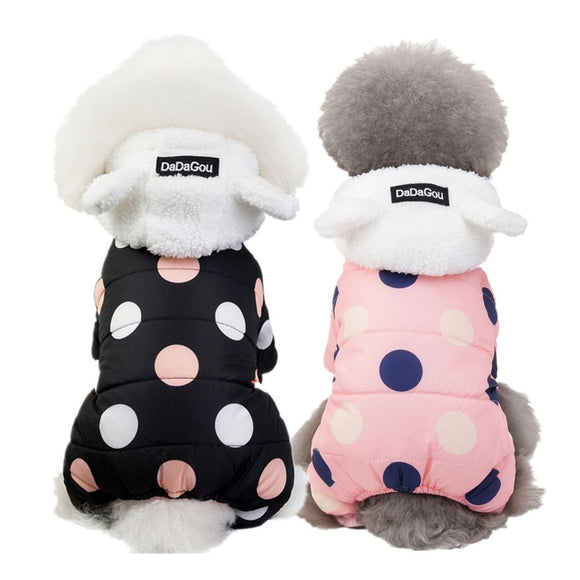 Dog Clothes Hoodie Coat with Polka Dot Winter Warm Dog Puppy Clothes for Small Pet Clothes Jumpsuit For small dog - Your Healthy Version