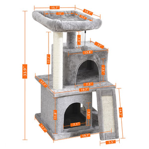 Cat Tree House Condo Cat’s Activity Center with Double Condo Indoor Soft Perch Fully Wrapped Scratching Sisal Post rascador gato - Your Healthy Version